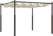 Outsunny Pergola Pavilon 3x3 m Vízálló Kihúzható Rugalmas Tetővel, Pavilon a Kert Terasz Erkély Veranda Patióra medencénk külsején, Fém Struktúrával,
