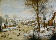 Reprodukció Winter Landscape with Birdtrap, 1601, Pieter the Younger Brueghel