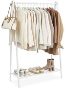 Ruhatartó állvány akasztórúddal és polccal, 33,5 × 92,5 × 153 cm, fehér színben