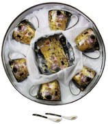 Klimt porcelán csésze aljjal 6 személyes készlet - 250 ml - The Kiss - fekete