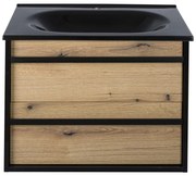 Piramida EURIDIKA OLIVA-FEKETE - fali fürdőszobabútor fekete mosdóval - 65 x 53 x 48 cm