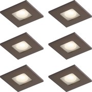 6 darabos modern süllyesztett spotlámpa szett sötét bronz négyzet alakú IP44 - Qure