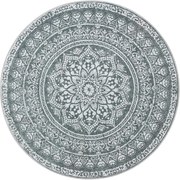 Kerek Szőnyeg, Kültéri Szőnyeg, Boho, 160 cm átmérő, Mosható, Antracitszürke
