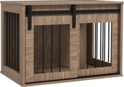 PawHut Kutya kennel beltéri állatoknak 1 csúszóajtóval, oldalasztallal, fém fából készült hatással, mérete: 57H x 80L x 54W cm | Aosom