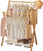 Álló Akasztó Dikom Bambusz Boho Ruhákhoz, Textil Cipőtartó Polccal