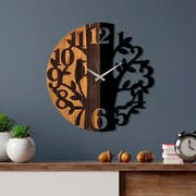 Wooden Clock 71 dió-fekete fa-fém falióra, Ø56 cm