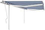 kék és fehér kézzel kihúzható LED-es napellenző 4 x 3,5 m
