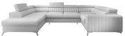 Fehér bőrutánzat kinyitható-tárolóhelyes sarokkanapé (bal oldali-U alakú) Louis – ELTAP
