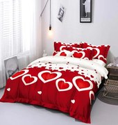 3 részes ágyneműhuzat Polycotton Hearts Red 200x140cm+90x70cm TiaHome