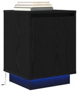 fekete éjjeliszekrény LED-világítással 38x34x50 cm