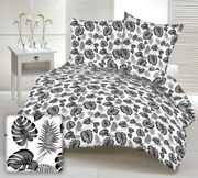 MONSTERA SHEET BLACK krepp ágynemű DeLuxe Ágynemű mérete: 140x200 cm, A csomag tartalma: Készletcsomagolás