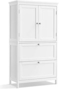 Tároló szekrény 2 ajtóval és 2 fiókkal állítható polccal,30 x 60 x 110 cm, klasszikus fehér