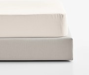 Goldea lenvászon keverék körgumis lepedő - elefántcsontszín 80 x 160 cm