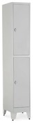Fém szekrény - 2 doboz, 38 x 45 x 196,5 cm, helyreigazítással, lakathoz zár, világos szürke - ral 7035