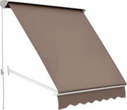 Outsunny Kézi Napernyő Állítható Dőlésszögű Alumínium Vízálló Poliészter 70L x 180W cm Világos Bézs | Aosom