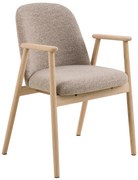MAZZONI EXPORT RODERIC Beige Latte (Monza 60 szövet)/olajozott tölgyfa váz - RETRO FA SZÉK BOUCLÉ NAPPALIBA ÉTKEZŐBE KONYHÁBA