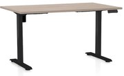 Állítható magasságú asztal OfficeTech B, 140 x 80 cm, fekete alap, tölgy