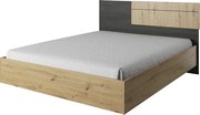 Ágy, artisan tölgy/fekete norvég fenyő, BAFRA