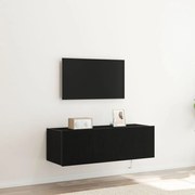 TV Falióra LED világítással Fekete Tölgy 100x35x31 cm