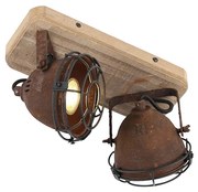 Ipari reflektor rozsdabarna fával, dönthető, 2 lámpás - Gina