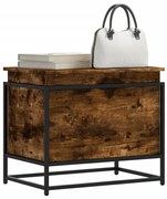 füstös tölgy színű szerelt fa tárolóláda fedéllel 60x40x51,5 cm