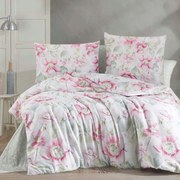 Pataya rózsaszín-fehér virágos szatén ágyneműhuzat garnitúra 200x220 cm Exclusive 24