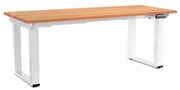 OfficeTech Strong állítható magasságú asztal 180 x 80 cm, fehér alap, bükkfa