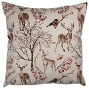 Karácsonyi párnahuzat 45x45 cm szarvasokkal és madarakkal