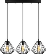 Berceste függőlámpa 3x, fekete