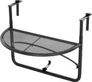 Outsunny Félkör alakú Erkélyre Akasztható Asztal 60x45x50 cm Magasságban Állítható, Egyszerű és Kényelmes Erkélykorláthoz, Teraszon és Pavilonban | Ao