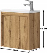 40-es akasztós szekrény wotan tölgy mosdóval Omeble