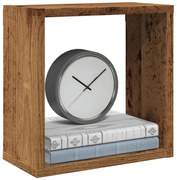 2 db antik fa színű szerelt fa fali kockapolc 30x15x30 cm