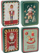 4 darab karácsonyi fémdoboz szett 13,4 × 9,5 × 3,7cm