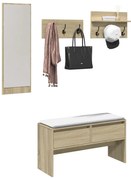 4 részes sonoma tölgy színű szerelt fa előszobai bútorszett