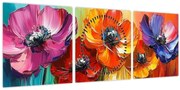 Kép - Öt színes virág (órával) (90x30 cm)
