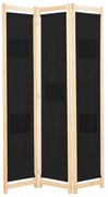 fekete 3-paneles szövetparaván 120 x 170 x 4 cm