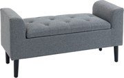 HOMCOM Tároló Pad, Kárpitozott Pad Vászonhatással, Fából készült Lábakkal, Terhelhetőség 130 kg-ig, Nappali, Hálószoba, Előszoba számára, 116 x 44 x 5