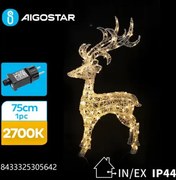 LED-es világító rénszarvas dekoráció, meleg fehér MAX.3.6W IP44 75cm magas