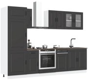 8 darabos konyhaszekrény szett Kalmar fekete színű műfa