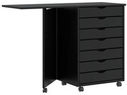 gördülő szekrény íróasztallal MOSS fekete tömörfa fenyőfa