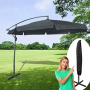 Nagy kerti napernyő állvánnyal, sötétszürke színben