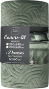 Zöld bársony ágytakaró és párnahuzat szett 220x240 cm Solange – douceur d'intérieur