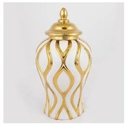 Kerámia tégely 30,6x16,2 cm arany/fehér