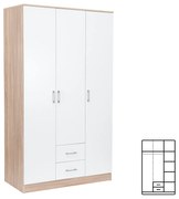 Miami gardróbszekrény 120x205 cm fehér-sonoma tölgy