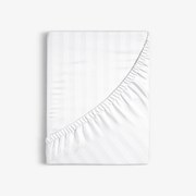 Goldea körgumis damaszt lepedő - fehér szatén csíkos 90 x 200 cm