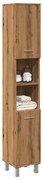 kézműves tölgy színű szerelt fa fürdőszobaszekrény 30x30x179 cm
