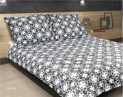 Szatén ágyneműhuzat garnitúra 140x200 cm, fehér-grafit lóhere mintával