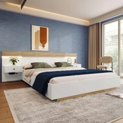 Franciaágy Fa ágy, Usb C aljzat 2 éjjeliszekrény Le 140x200cm