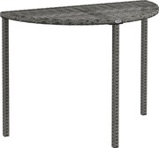 Outsunny Balkon Asztal Kerti Oldalsó Asztal Kültéri Bútor Félkör alakú Rattan Fém Szürke 100 x 50 x 74 cm | Aosom