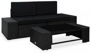 3 részes fekete polyrattan kerti ülőgarnitúra